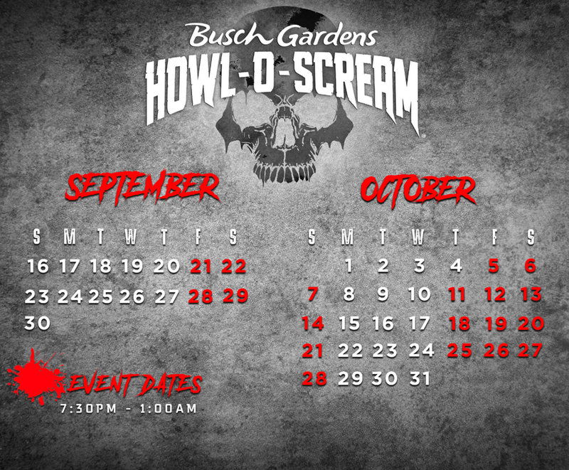 Howl O Scream 2018 Calendar Touring Central Florida