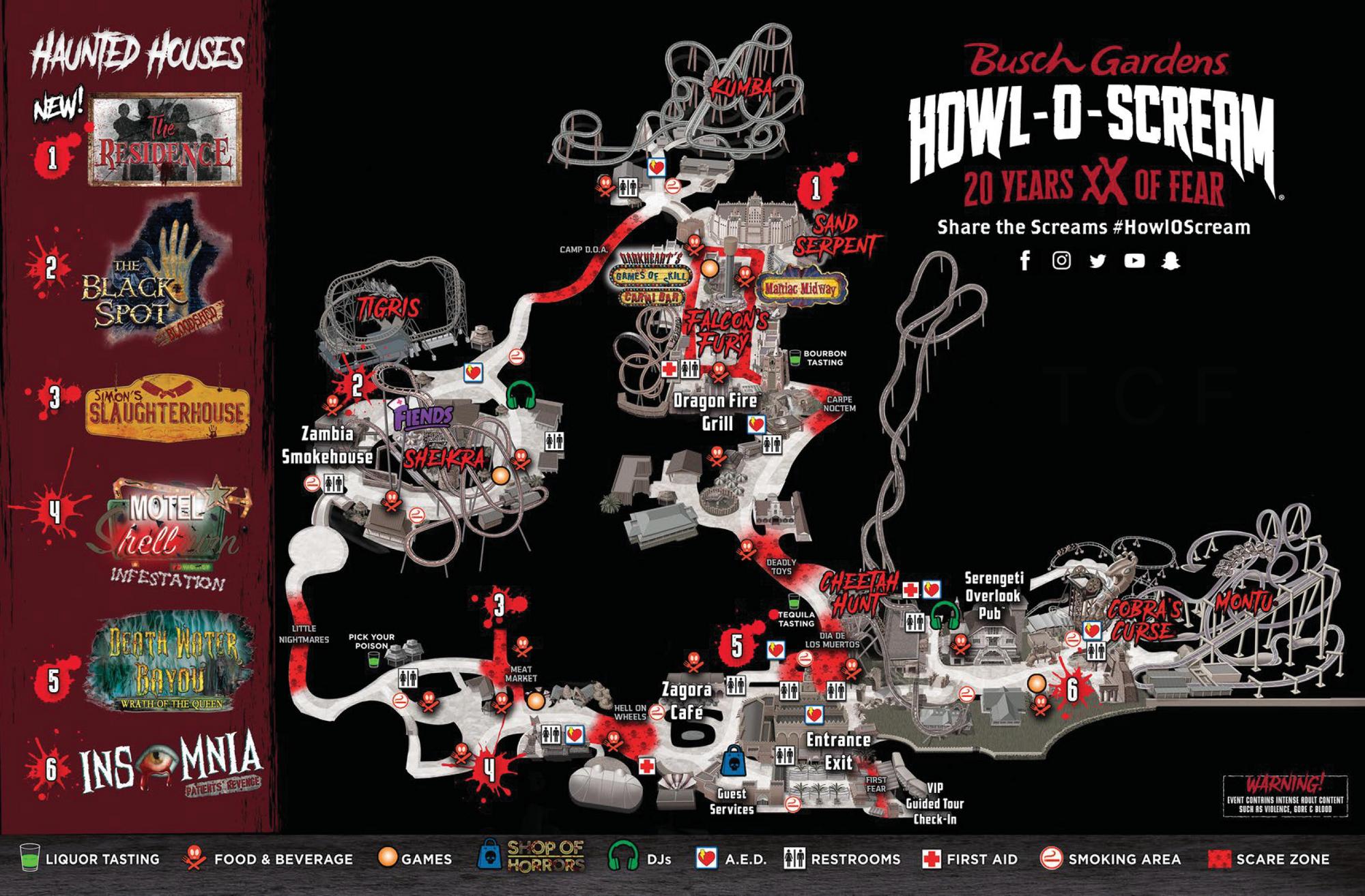Busch Gardens Howl O Scream Map World Map