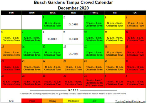 Busch Gardens Tampa Crowd Calendar - Touring Central Florida