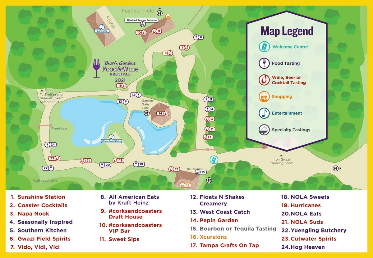 Busch Gardens Tampa - Food Wine Festival 2021 - Map - Touring Central Florida